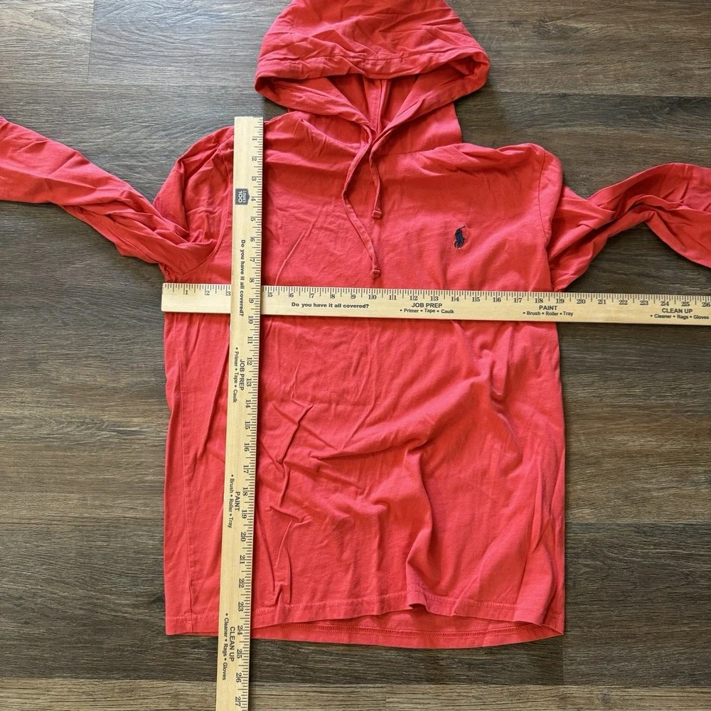Polo Ralph Lauren Long Sleeve Hooded T Shirt Hoodie Men's Sz Medium Red‎ READ